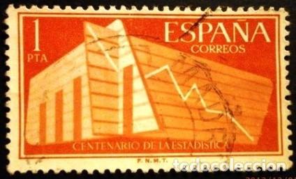 Sellos: 1956 ESPA&Ntilde;A. I Centenario de la Estad&iacute;stica Espa&ntilde;ola - Foto 2