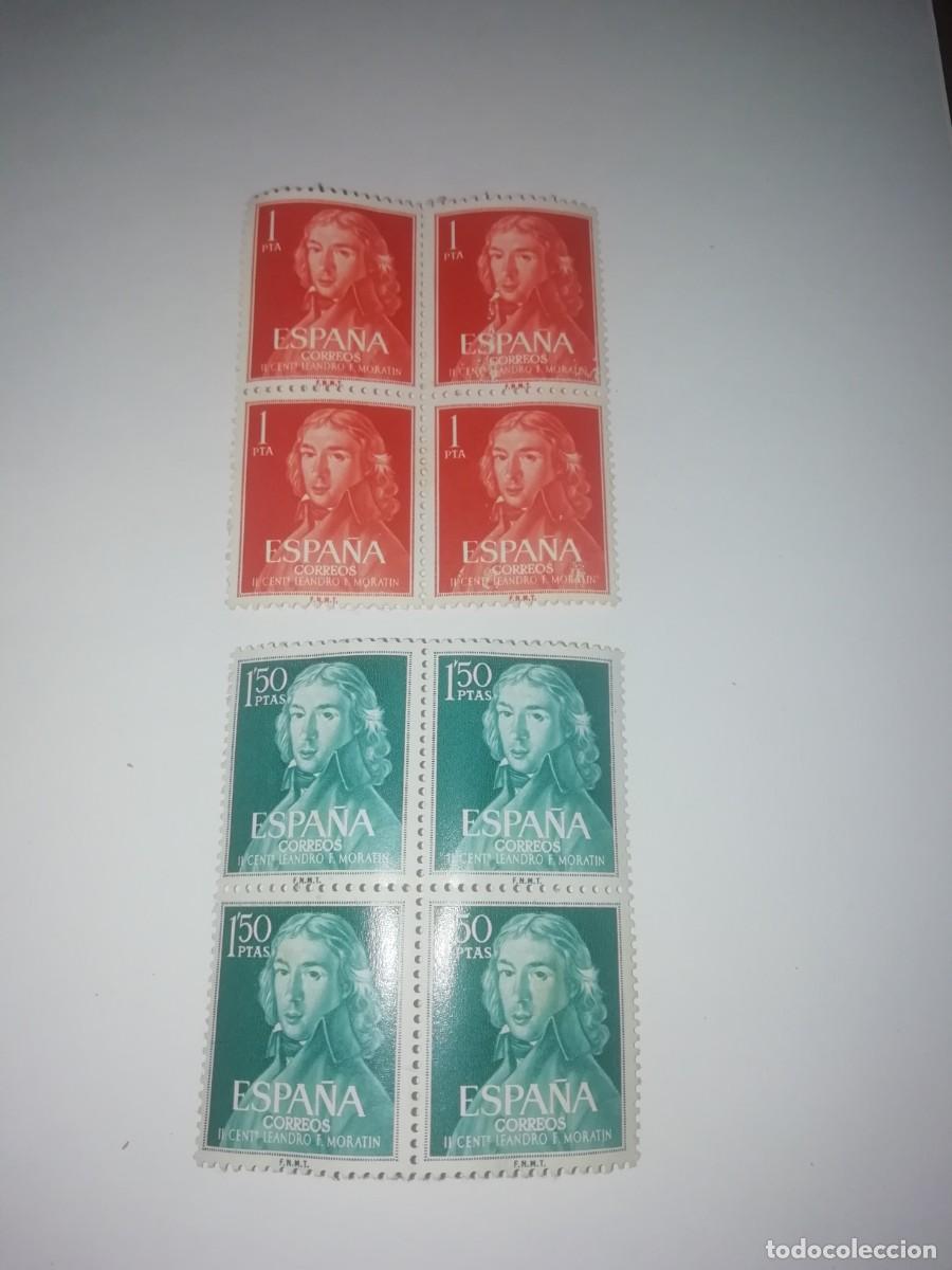 Sellos: Bloque de 4 serie completa moratin 1961 nuevos - Foto 1