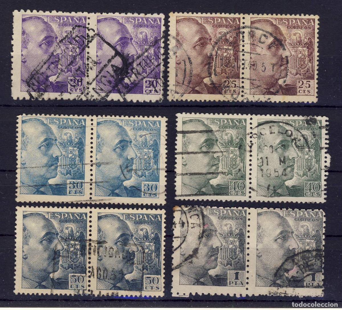 Sellos: 1940-45.- FRANCO.-VARIOS.- BLOQUES DE 2.- USADOS.- (08).