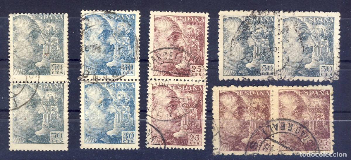 Sellos: 1940-45.- FRANCO.-VARIOS.- BLOQUES DE 2.- USADOS.- (11).
