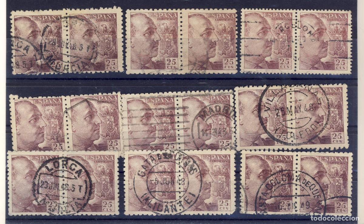 Sellos: 1940-45.- FRANCO.-VARIOS.- BLOQUES DE 2.- USADOS.- (12).