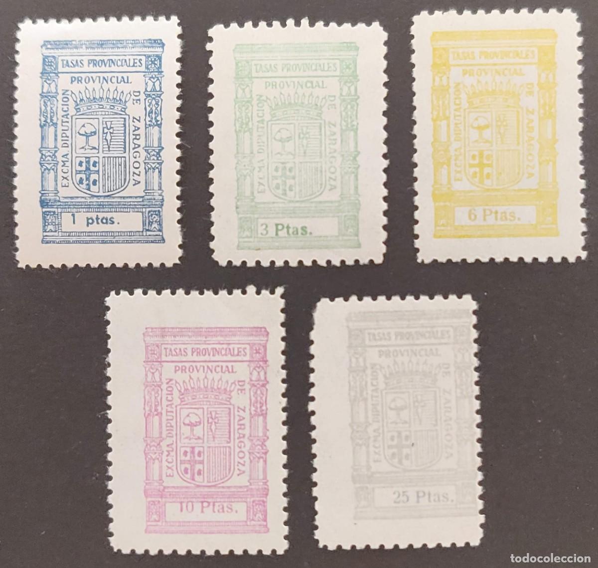 Timbres: Fiscales. Sellos de la Diputaci&oacute;n Provincial de Zaragoza. &rdquo;Tasas Provinciales&rdquo;. A&ntilde;os '40 - '60.