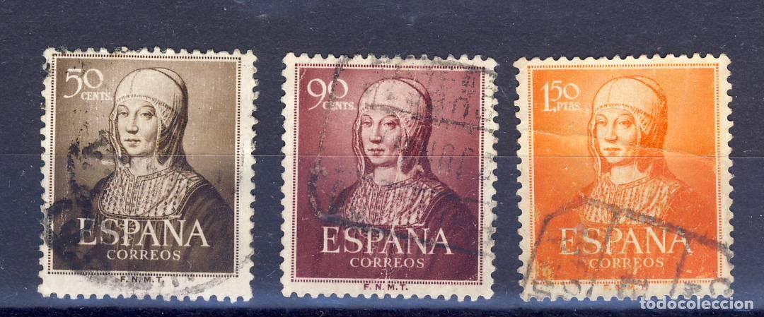 Sellos: 1951.- ISABEL LA CAT&Oacute;LICA.- ED. 1092-94 Y 95 .- USADOS.- .