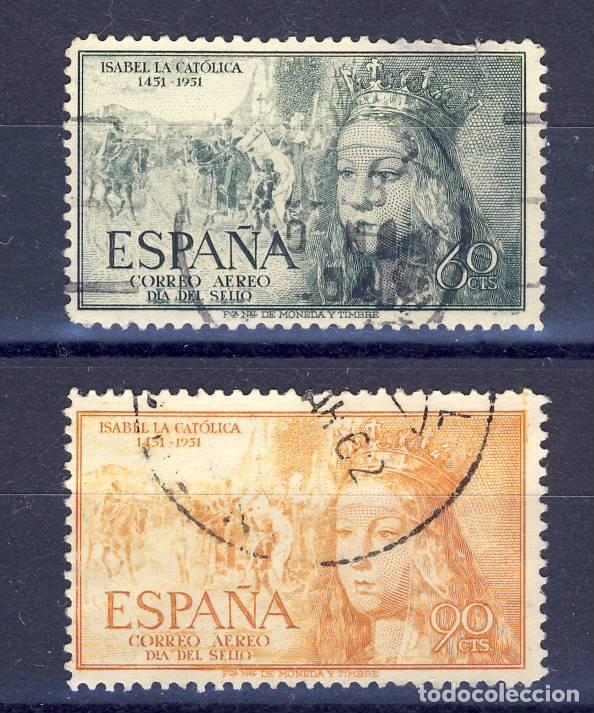 Sellos: 1951.- ISABEL LA CAT&Oacute;LICA.- ED. 1097 Y 98 .- USADOS.- .