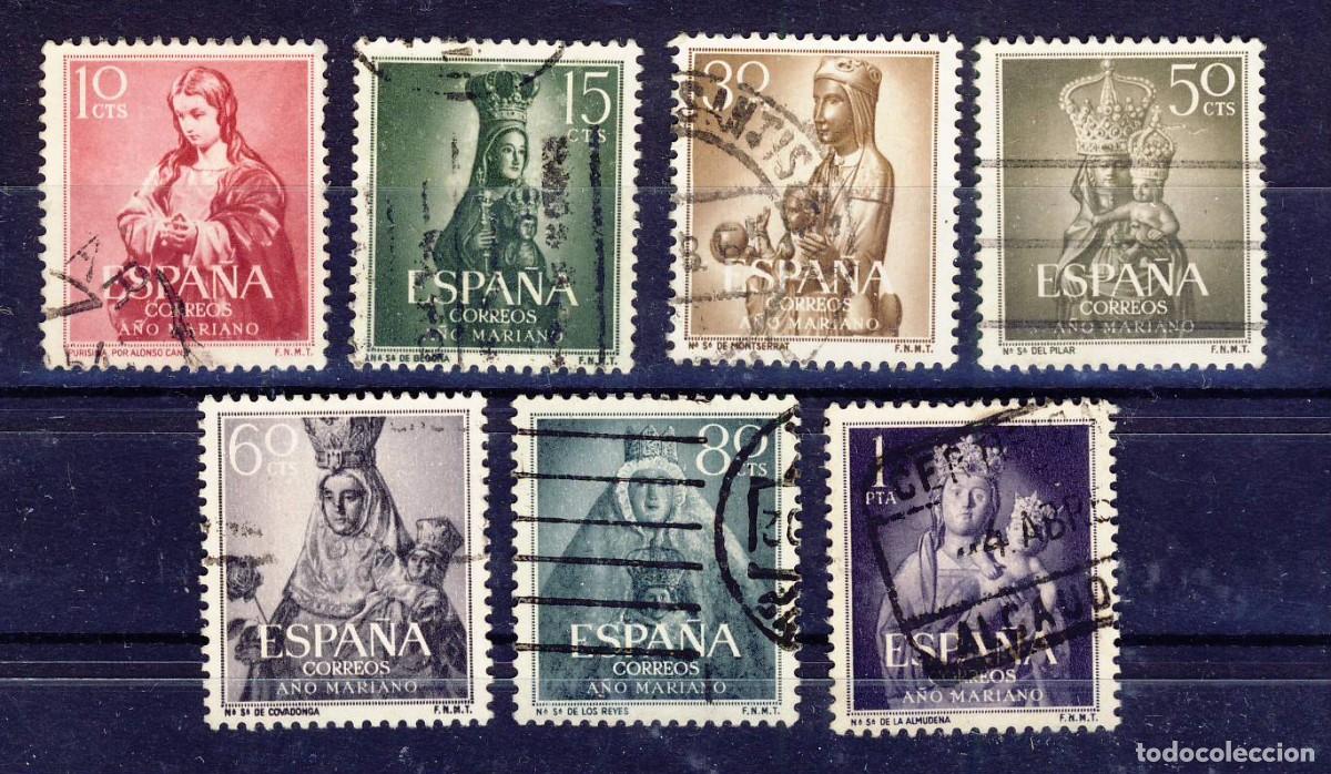 Sellos: 1954.- A&Ntilde;O MARIANO.- ED. 1132-1133-1135-1136-1137-1138-1139.- 7 VALORES.-1 -