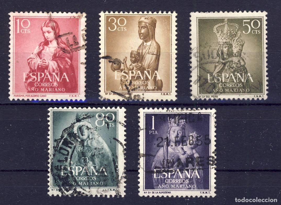 Sellos: 1954.- A&Ntilde;O MARIANO.- ED. 1132-1135-1136-1138-1139.- 5 VALORES.-