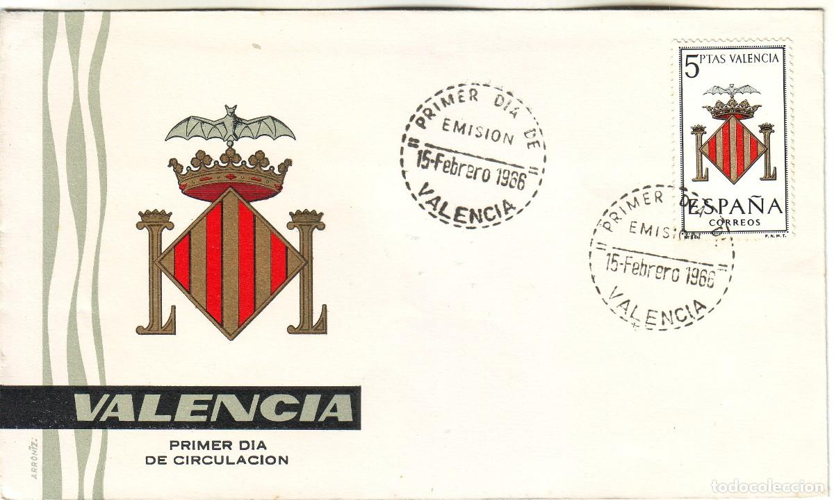 Sellos: SOBRE VALENCIA PRIMER D&Iacute;A 1966 - Foto 1