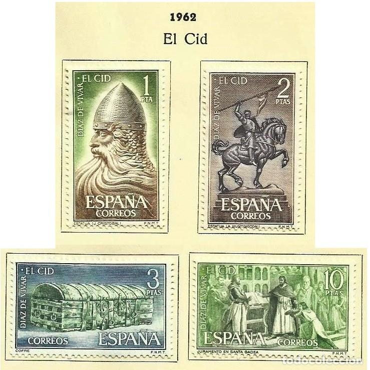 Sellos: ESPA&Ntilde;A 1962 - EL CID - EDIFIL 1444/1447* - Foto 1