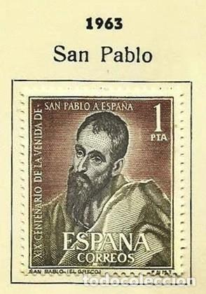 Sellos: ESPA&Ntilde;A 1963 - SAN PABLO - EDIFIL 1493* - Foto 1