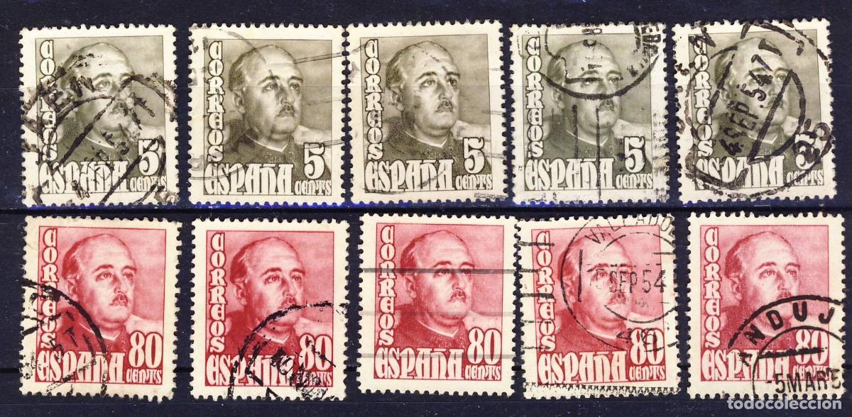 Timbres: 1948-54.- FRANCO .- ED. 1020 y 1023.- (5)