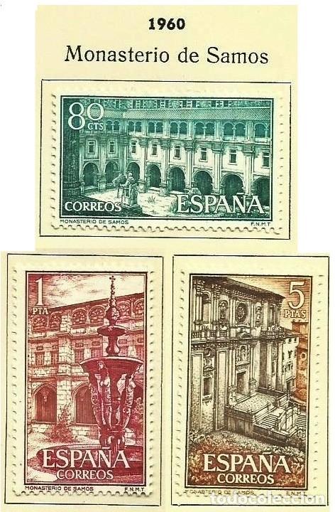 Sellos: ESPA&Ntilde;A 1960 - MONASTERIO DE SAMOS - EDIFIL 1322/1324* - Foto 1