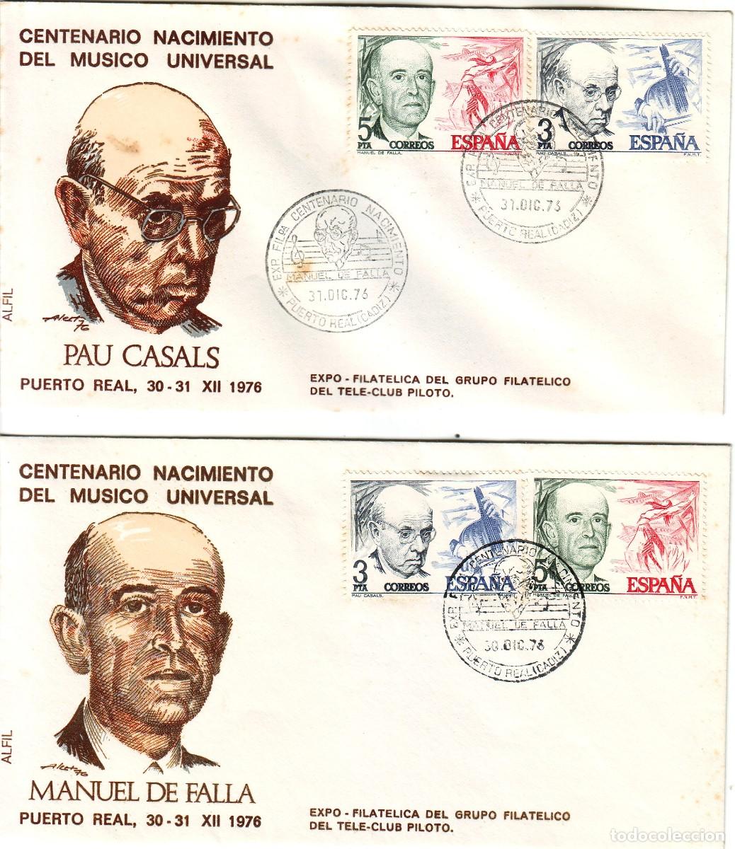 Sellos: SOBRES CENTENARIO DE PAU CASALS Y CENTENARIO DE MANUEL DE FALLA - Foto 1