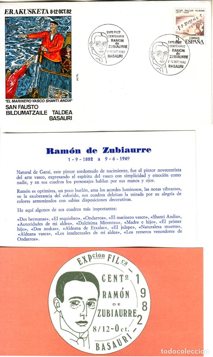 Sellos: SOBRE EXPOSICI&Oacute;N RAM&Oacute;N ZUBIAURRE DE BASAURI - Foto 1