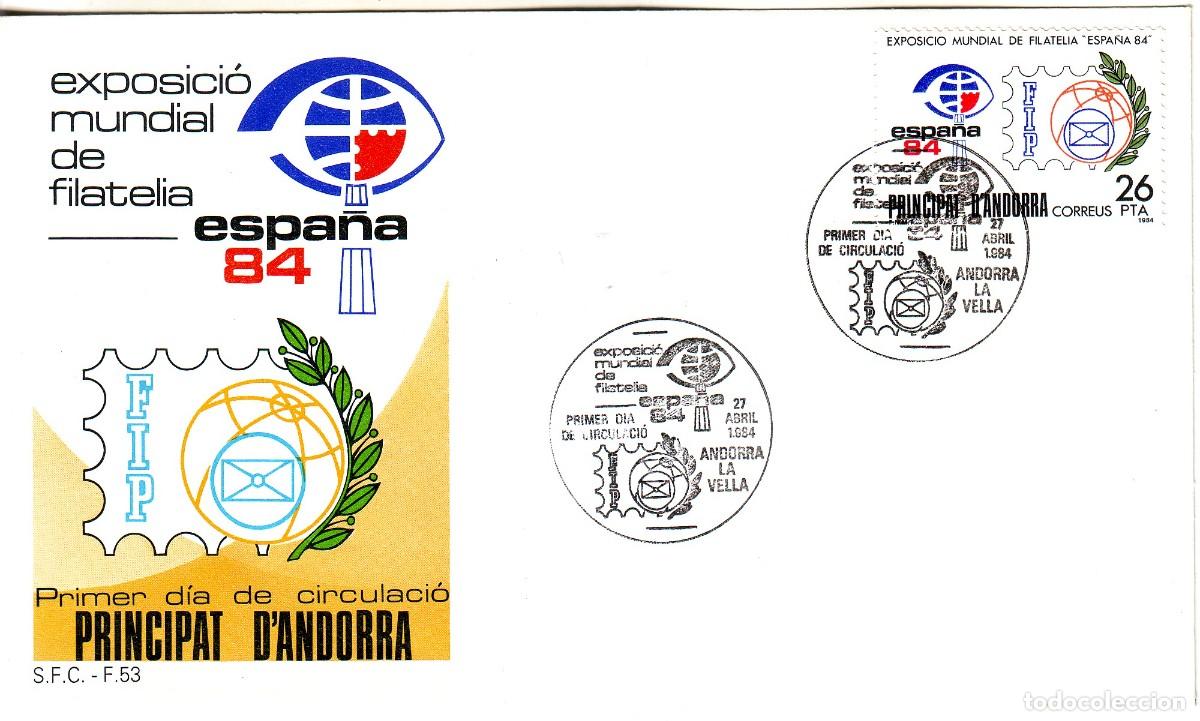 Sellos: SOBRE DE ANDORRA ESPA&Ntilde;A 84 PRIMER D&Iacute;A - Foto 1