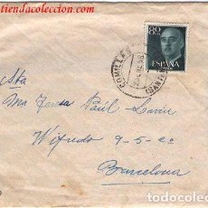 Sellos: CARTA CIRCULADA DE COMILLAS SANTANDER A BARCELONA EL 25 DE ENERO DE 1958