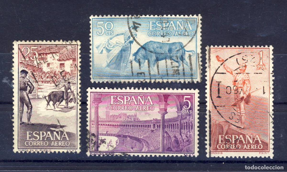 Timbres: 1960.- FIESTA NACIONAL.- TAUROMAQUIA.- CORREO A&Eacute;REO.- ED. 1266-69.- (2)