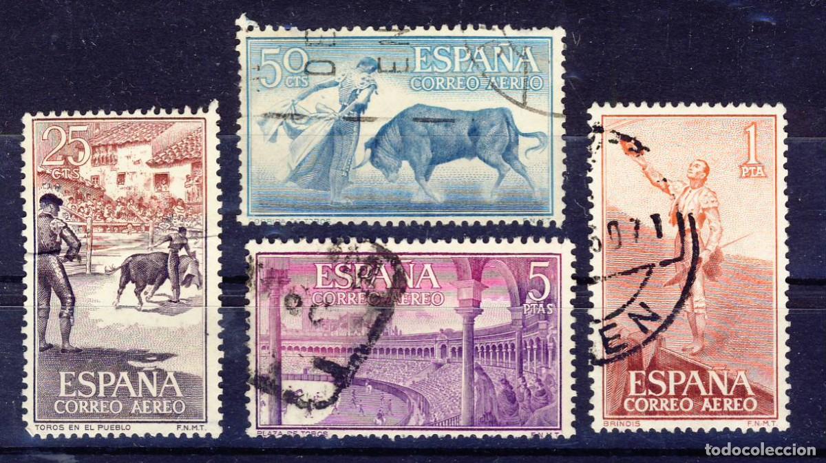 Timbres: 1960.- FIESTA NACIONAL.- TAUROMAQUIA.- CORREO A&Eacute;REO.- ED. 1266-69.- (3)