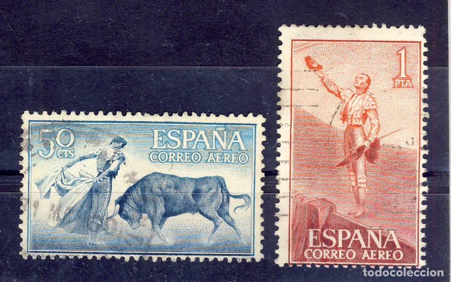 Sellos: 1960.- FIESTA NACIONAL.- TAUROMAQUIA.- CORREO A&Eacute;REO.- ED. 1267-68.- (6)