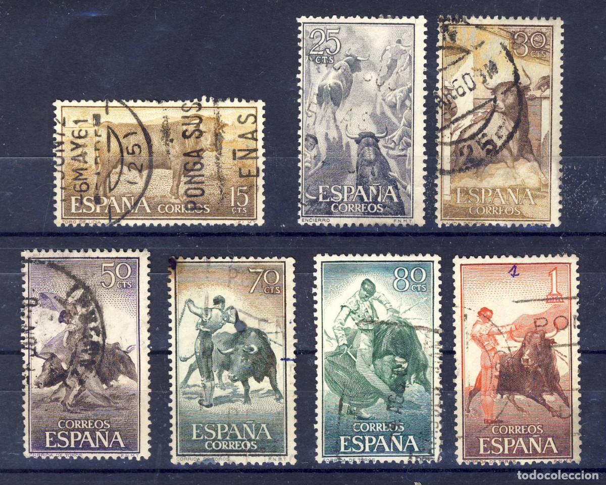 Timbres: 1960.- FIESTA NACIONAL.- TAUROMAQUIA.- CORREO ORDINARIO.- ED. 1254-1265 (7 UNIDADES-1-).-