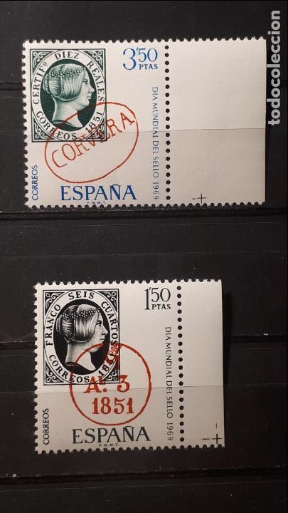 Sellos: ESPA&Ntilde;A. A&Ntilde;O 1969 **.Edifil 1922/23 - Foto 1