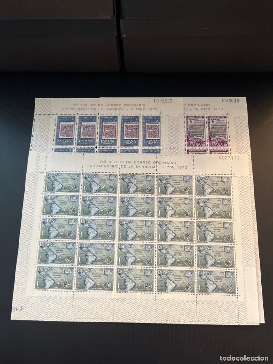 Sellos: Pliego de sellos a&ntilde;o 1973 V centenario de la imprenta - Foto 1