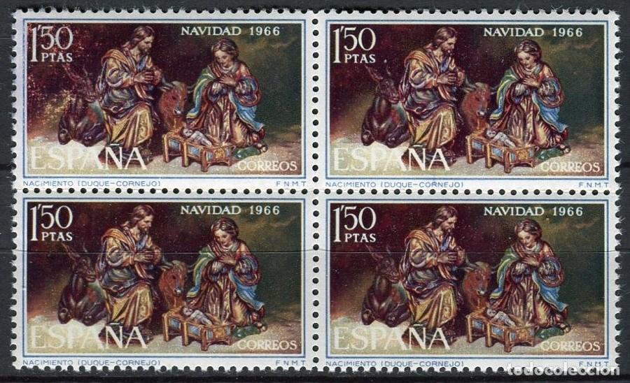 Sellos: ESPA&Ntilde;A 1966 - NAVIDAD EN BLOQUE DE 4 - EDIFIL 1764** - Foto 1