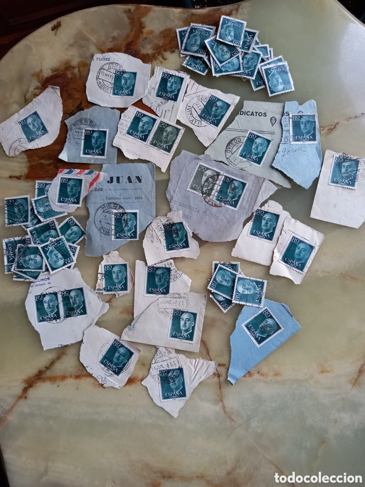 Timbres: LOTE 69 SELLOS 80 C&Eacute;NTIMOS. EDIFIL 1152 GENERAL FRANCO (1955-56). CIRCULADOS CON MATASELLOS