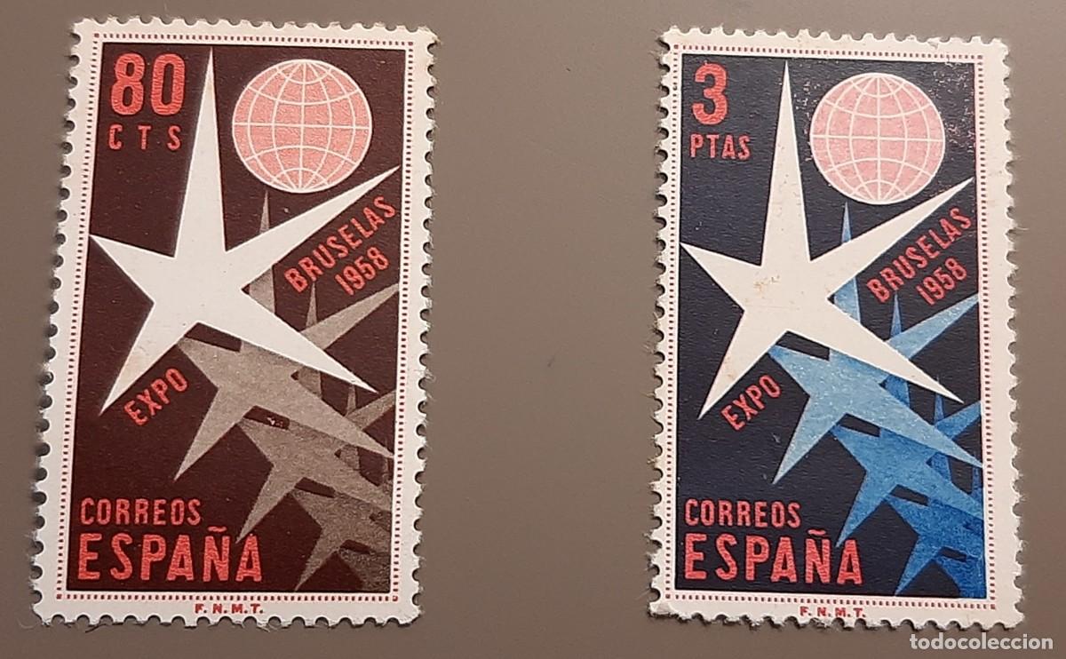 Sellos: Edifil 1222/3, exposici&oacute;n universal de Bruselas - Foto 1