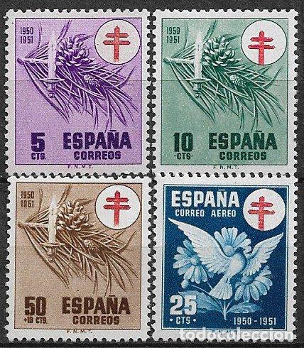Sellos: ESPA&Ntilde;A 1950 Protuberculosos, EDIFIL n&ordm; 1084 a 1087 * - Foto 1