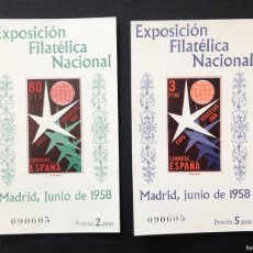 Sellos: ESPAÑA. SELLOS EXPOSICIÓN FILATELIA NACIONAL. EDIFIL 1222/1223 NUEVOS. AÑO 1958