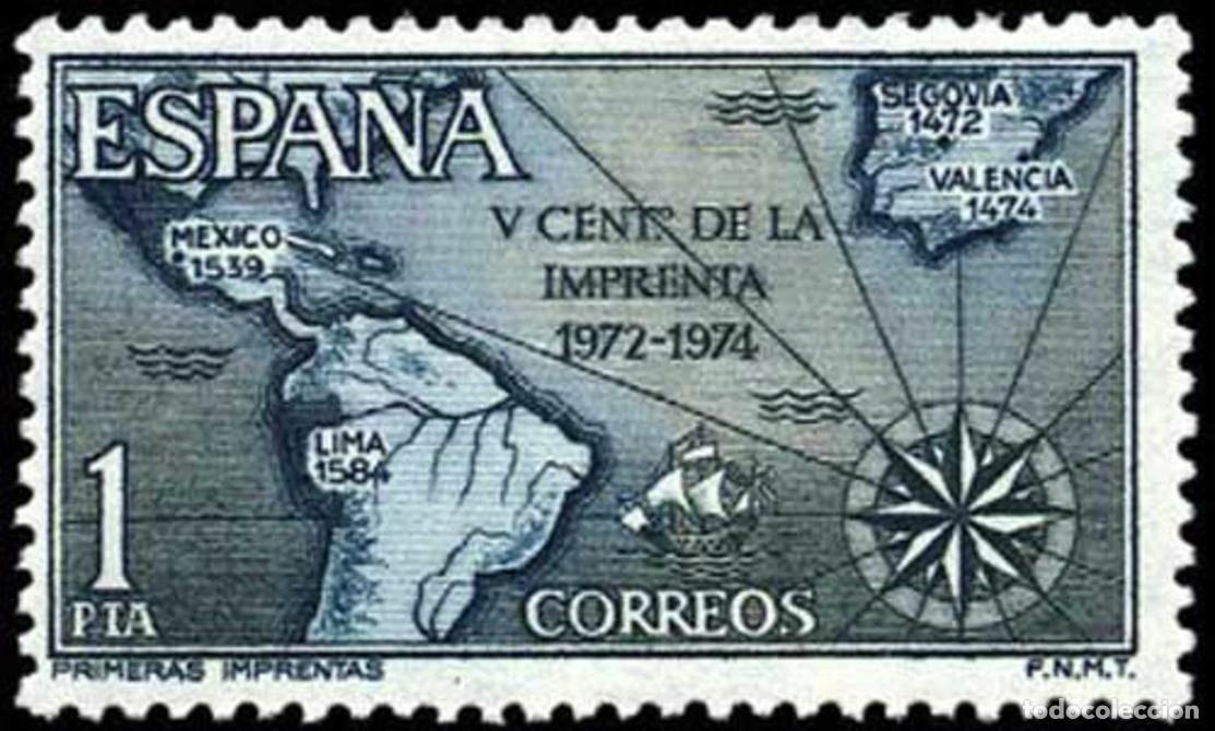 Sellos: ESPA&Ntilde;A 1973 - 4&ordm; CENTENARIO DE LA IMPRENTA - EDIFIL 2164** - Foto 1
