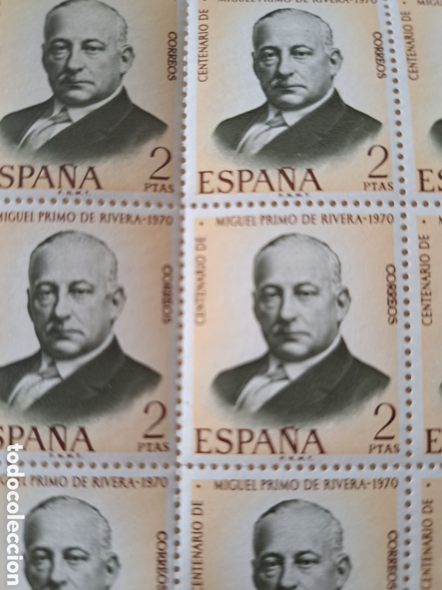 Sellos: Pliego (24x2 pts) centenario M. Primo de Rivera 1970 - Foto 1
