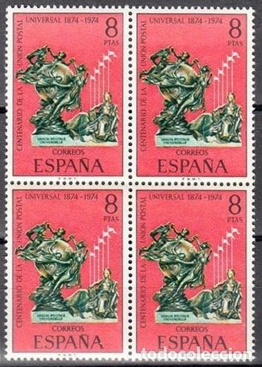 Sellos: ESPA&Ntilde;A 1974 - CENTENARIO DE LA UNION POSTAL - EDIFIL 2212** EN BLOQUE DE 4 - Foto 1