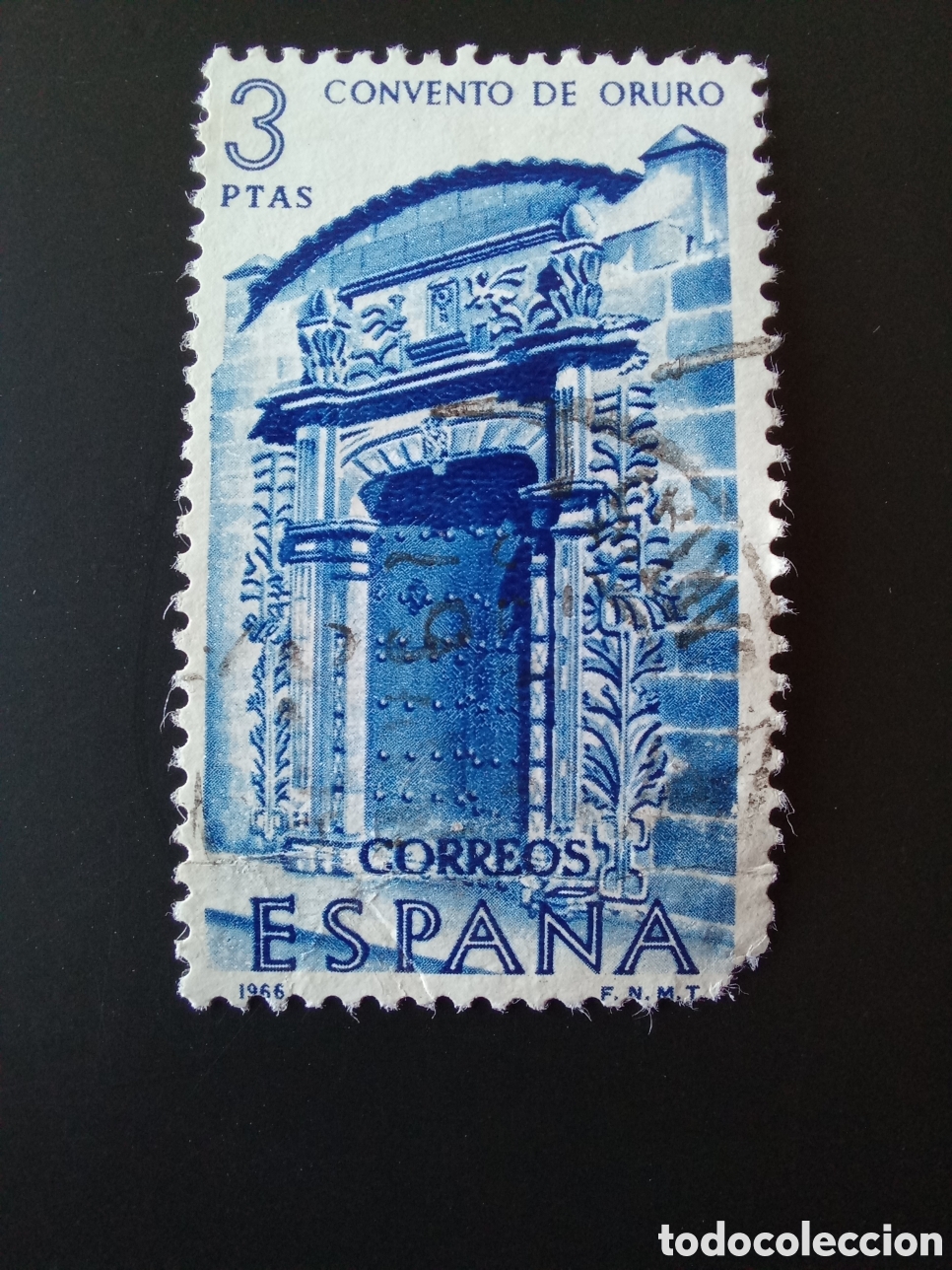 Stamps: SELLO 3 PESETAS. EDIFIL 1755, VII SERIE &rdquo;FORJADORES DE AM&Eacute;RICA&rdquo;-CONVENTO DE ORURO, BOLIVIA (1966)