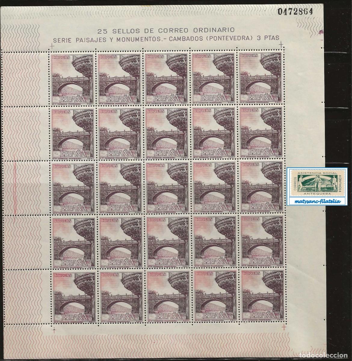 Francobolli: ESPA&Ntilde;A 1965. EDIFIL 1651. PLIEGO DE 25. &rdquo;POZO DE FEFI&Ntilde;ANES. CAMBADOS&rdquo;. MNH***
