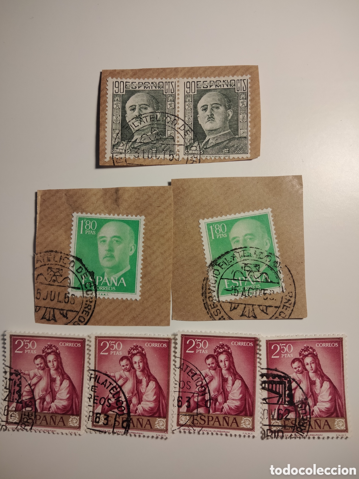Stamps: 1,1,11. Servicio Filat&eacute;lico. A&ntilde;os 50 y 60.