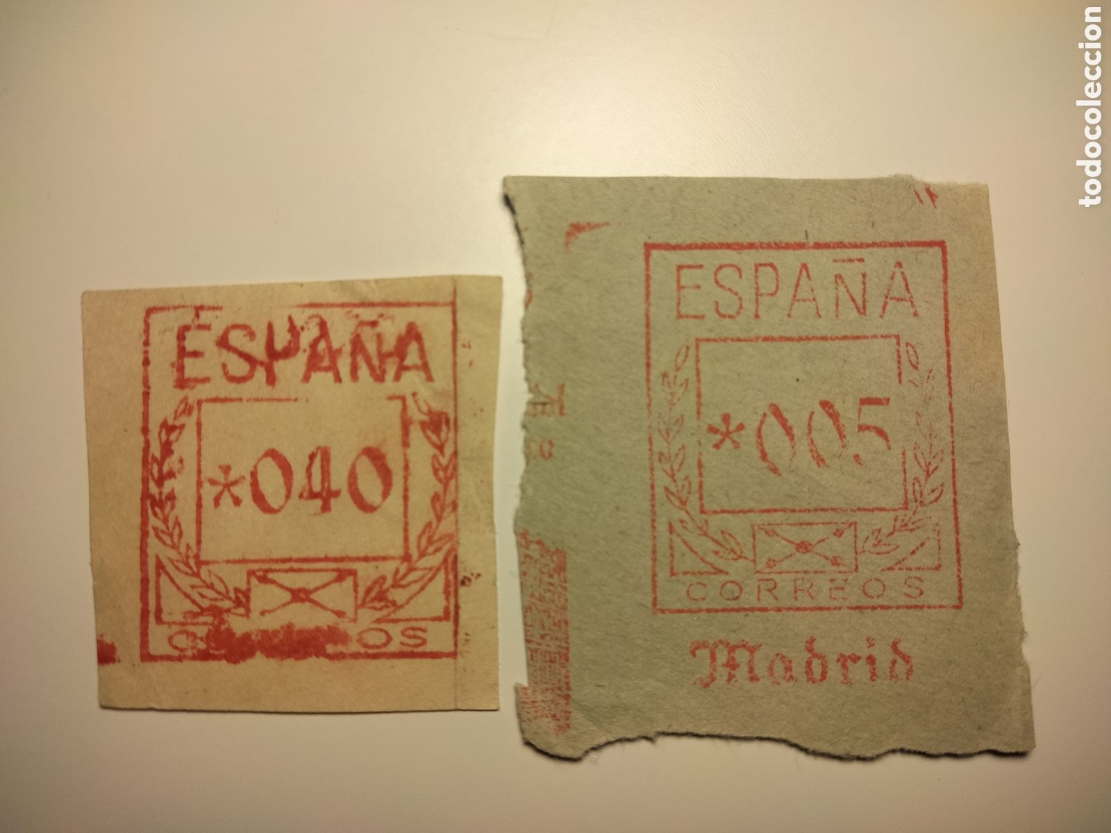 Selos: 1,3,2. Dos fragmentos de franqueo mec&aacute;nico.