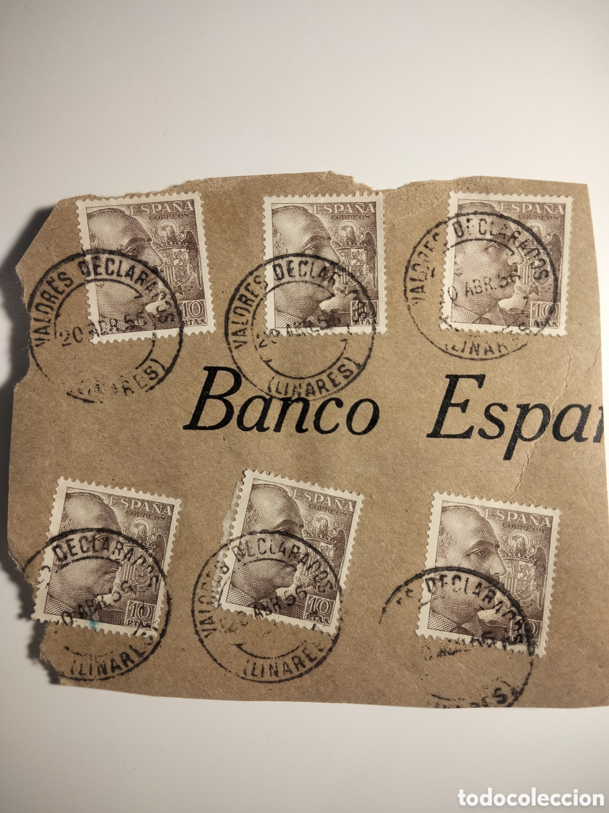 Timbres: 2,5. Valores declarados de Linares (Ja&eacute;n). 1956.