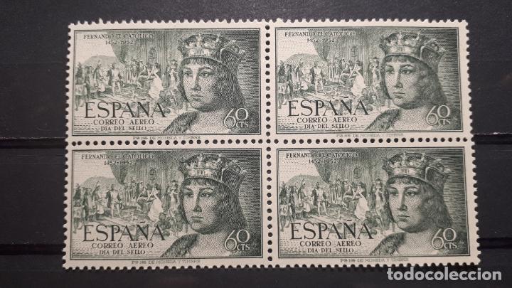 Sellos: ESPA&Ntilde;A. A&Ntilde;O 1952. ** EDIFIL 1111/5 bloque de 4. - Foto 3