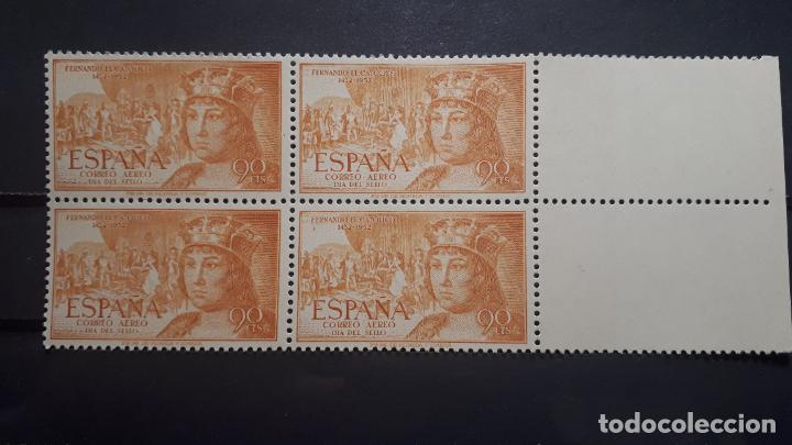Sellos: ESPA&Ntilde;A. A&Ntilde;O 1952. ** EDIFIL 1111/5 bloque de 4. - Foto 4