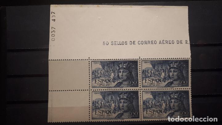 Sellos: ESPA&Ntilde;A. A&Ntilde;O 1952. ** EDIFIL 1111/5 bloque de 4. - Foto 6