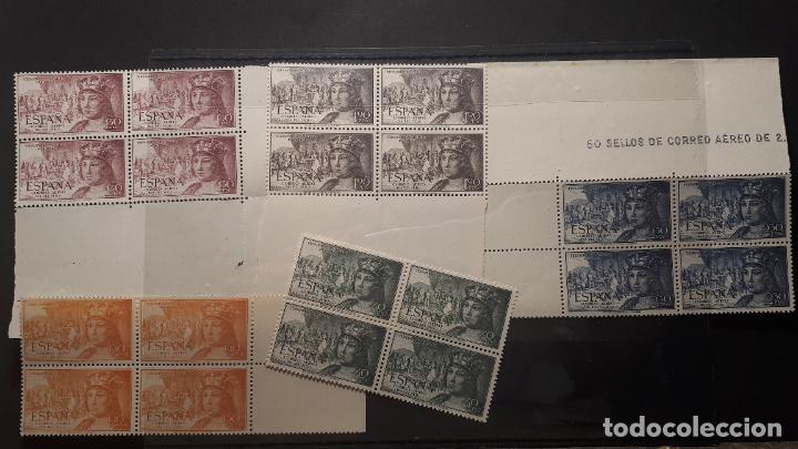 Sellos: ESPA&Ntilde;A. A&Ntilde;O 1952. ** EDIFIL 1111/5 bloque de 4. - Foto 7