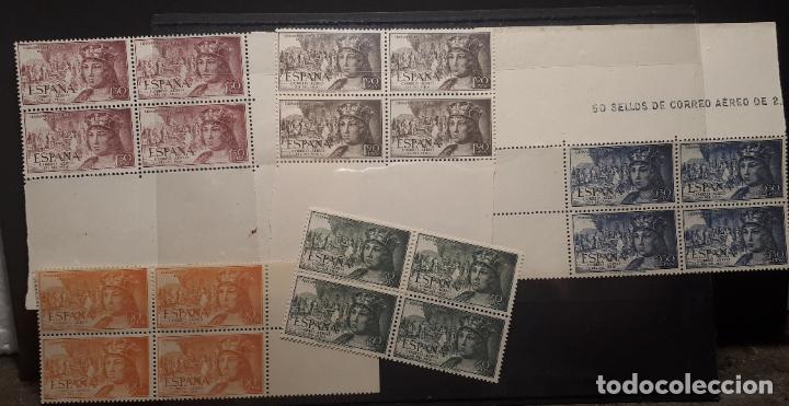 Sellos: ESPA&Ntilde;A. A&Ntilde;O 1952. ** EDIFIL 1111/5 bloque de 4. - Foto 1