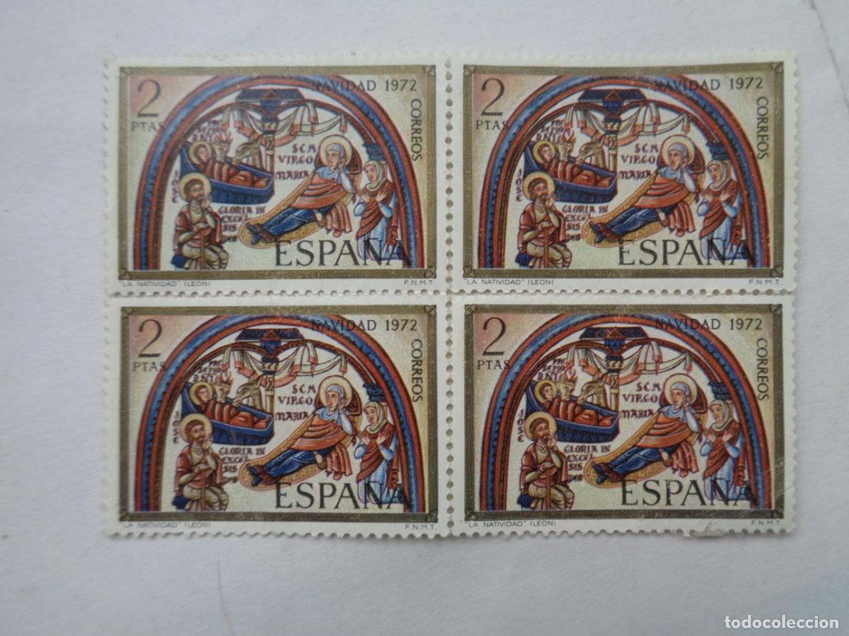 Selos: BLOQUE DE 4 SELLOS DE 2 PESETAS , NAVIDAD 1972 . SIN USAR