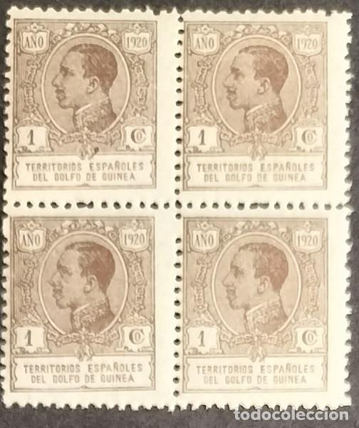 Sellos: BLOQUE DE 4 Edifil 141 SIN FIJA SELLOS nuevos Golfo de Guinea a&ntilde;o 1920 Colonias Espa&ntilde;a