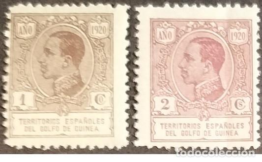 Sellos: Edifil 141/2 142 SIN FIJA SELLOS nuevos Golfo de Guinea a&ntilde;o 1920 Colonias Espa&ntilde;a