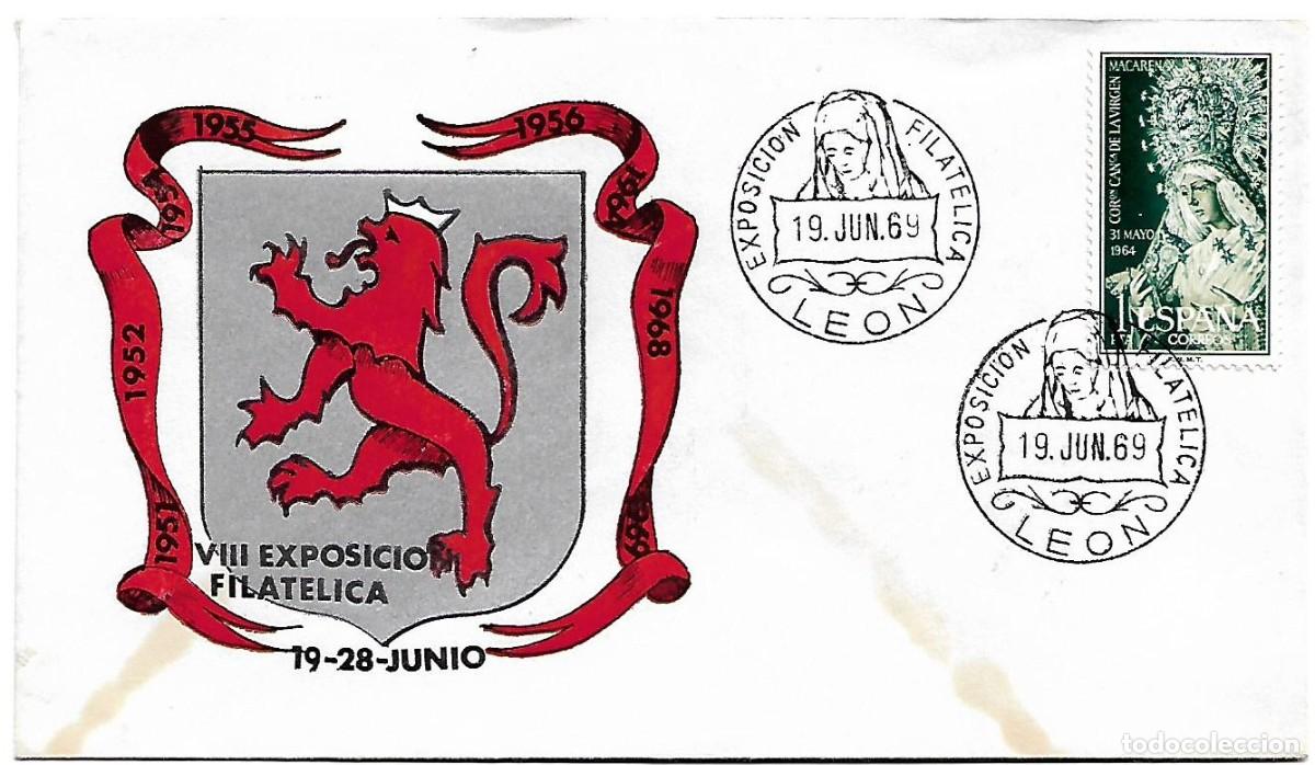 Sellos: MATASELLOS DE LE&Oacute;N. 1969, VIII EXPOSICI&Oacute;N FILAT&Eacute;LICA - Foto 1