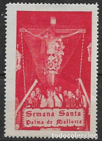 Sellos: Semana Santa, vi&ntilde;eta Palma de Mallorca color rojo *