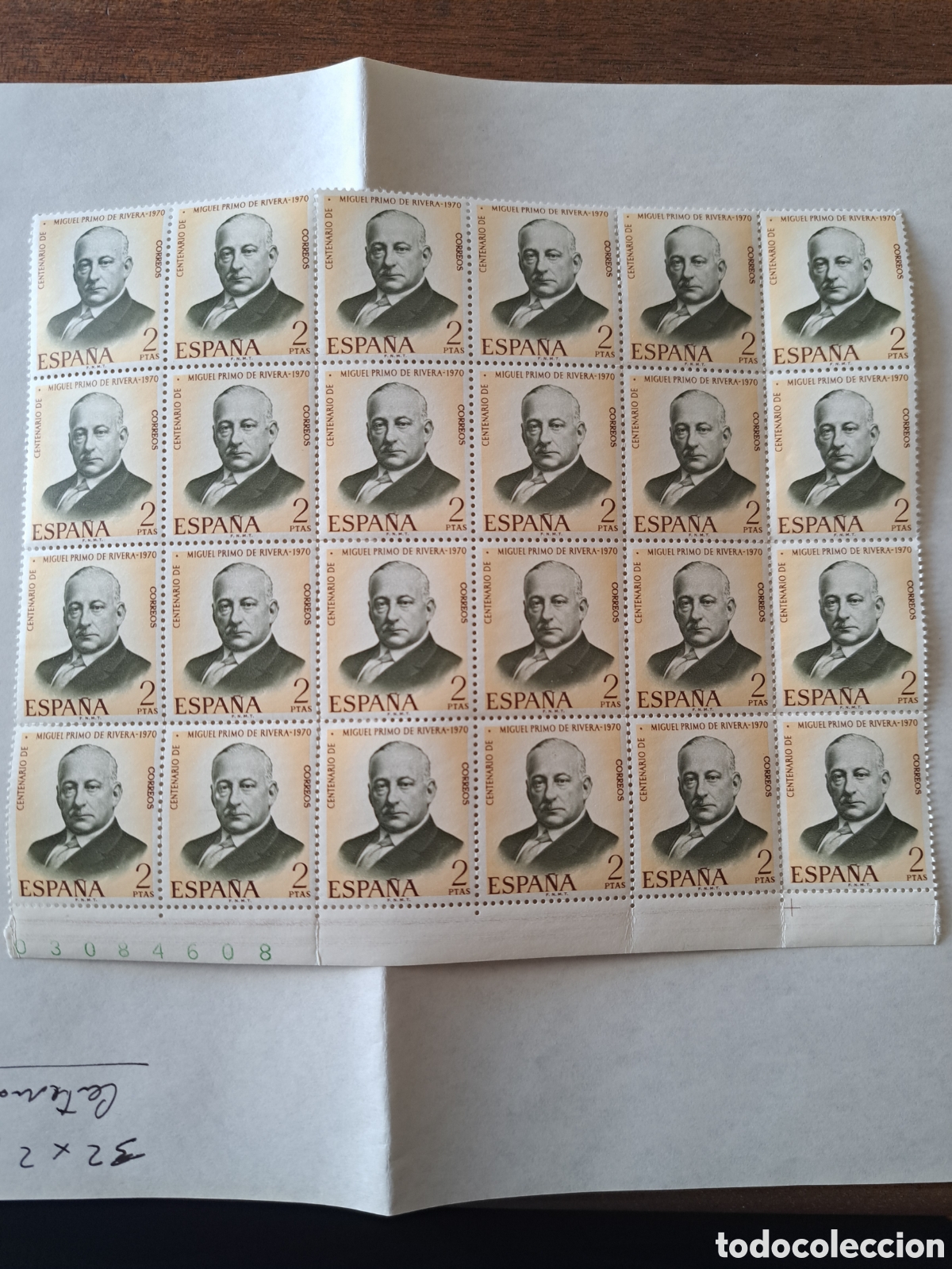 Sellos: Pliego (24x2 pts) centenario M. Primo de Rivera 1970 - Foto 2