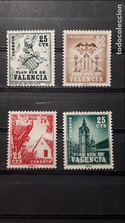 Sellos: ESPA&Ntilde;A A&Ntilde;O 1963/6. &deg;. EDIFIL plan sur de Valencia.1/4 - Foto 1